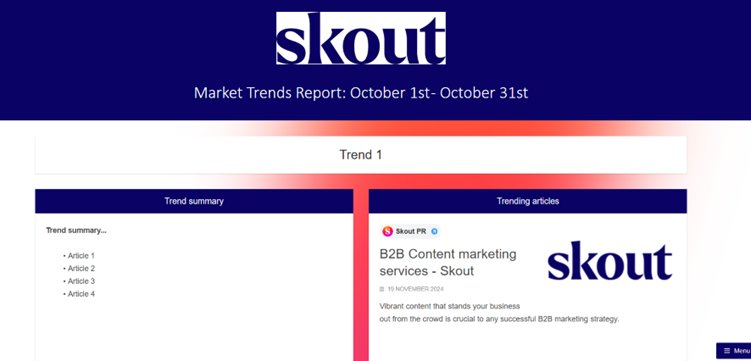 An example of Skout PR's Market Trends report