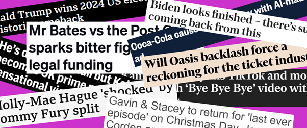 A collection of headlines showing influential people who influenced the news agenda throughout 2024