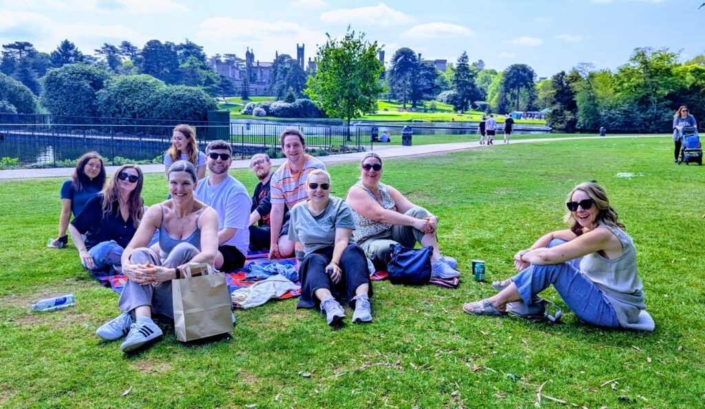 A photo of the Skout PR team at the 2025 annual offsite at Alton Towers Resort