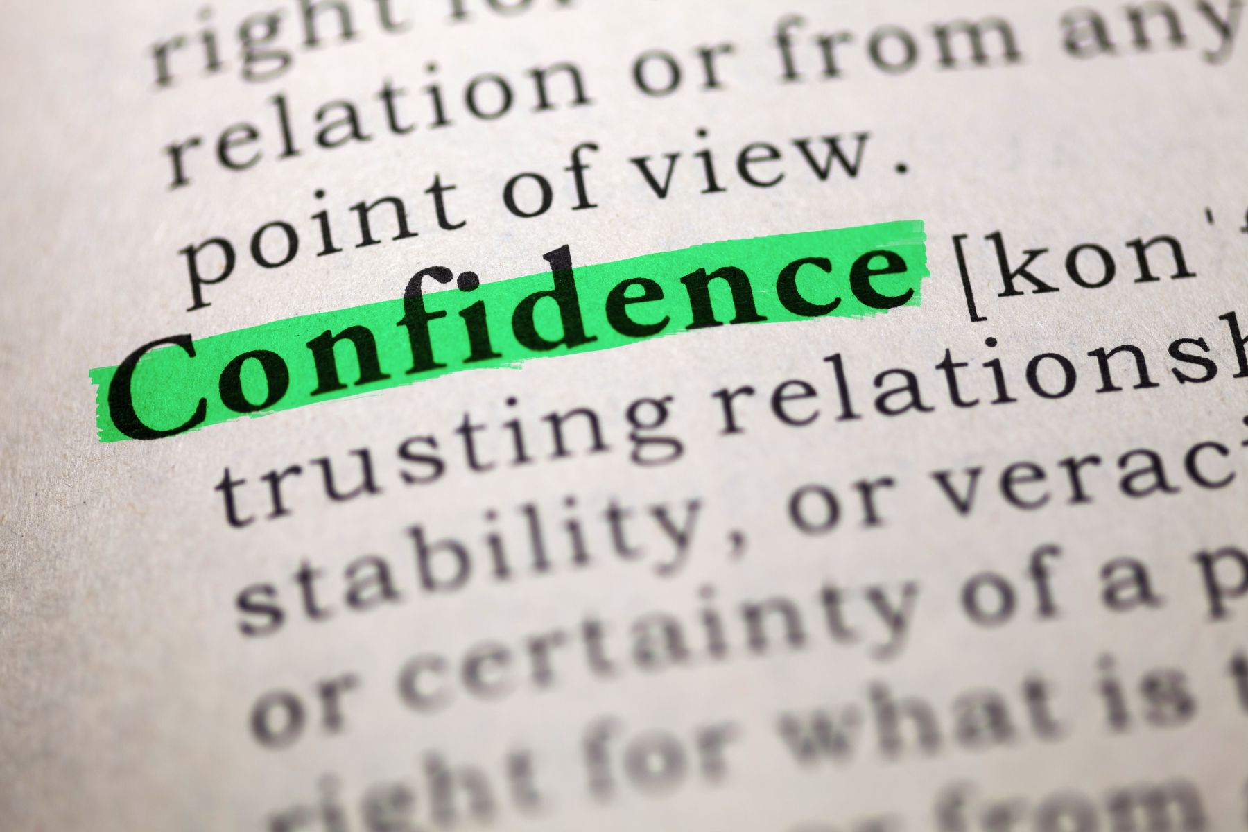 An image of the word confidence, the central theme behind August's HR marketing insights