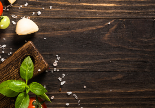 Cooking board with ingredients