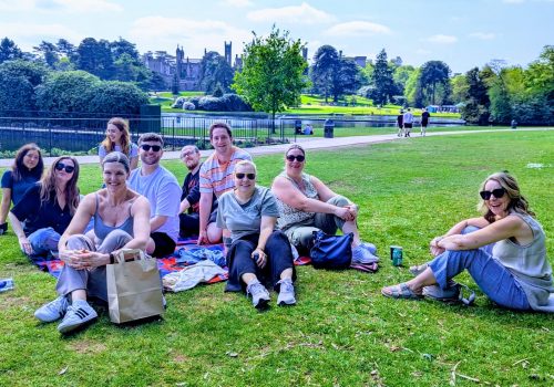 A photo of the Skout PR team at the 2025 annual offsite at Alton Towers Resort